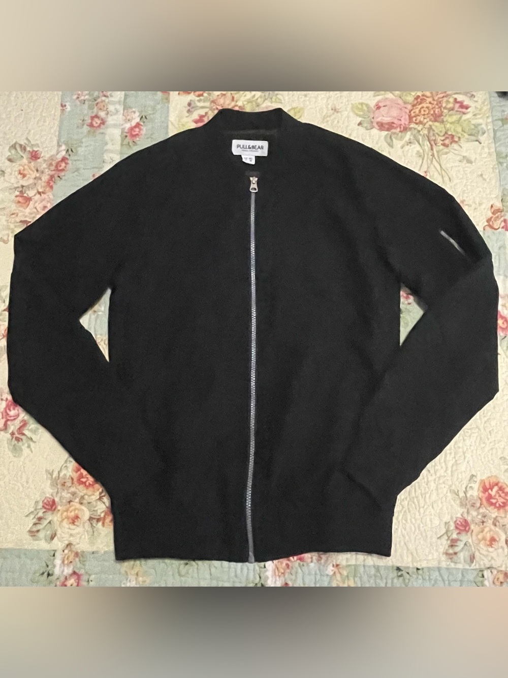 Pull&Bear Black Zip-Up Knit Jacket